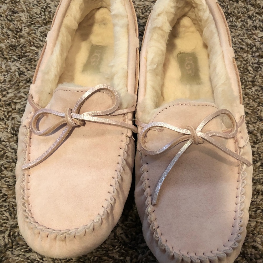 Pink UGG moccasin slippers size 9